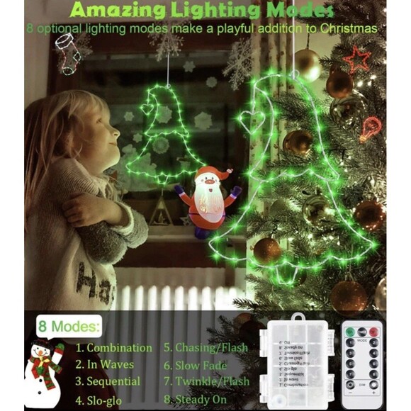 4 Pack LED Christmas Tree Window Silhouette 16” Lighted Decoration Green Remote - Picture 3 of 13